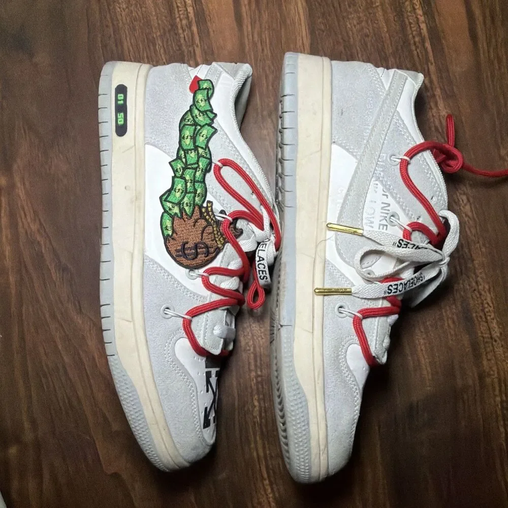 Customized Money Dollar Bill Nike White Dunks lot 01 50